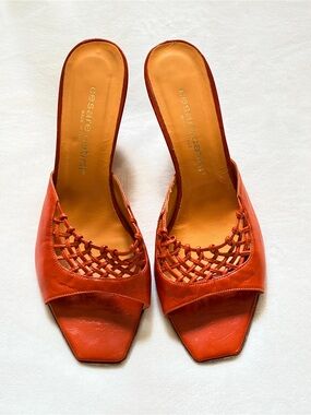 Cesare Catini Woven Leather Mule — Rust Orange